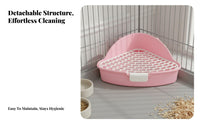 Hare Waste Tray with Grate Water-Resistant Guinea Pig Corner Litter Pan Detachable Design Guinea Pig Toilet for Bunnies