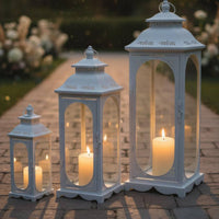 Wrought Iron Candle Lantern Romantic Atmosphere European Design Floor Lantern Antique Finish Vintage Pillar Candle Holder for Wedding, Aisle Marker