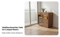 Space-Saving Extendable Bar Table Ample Storage Solid Wood Home Bar Unit Modern Aesthetic Extendable Sideboard Table Adjustable Shelves for Apartment Dwellers, Homeowners, Couples, Small Areas, Balcony, Living Room, Entryway