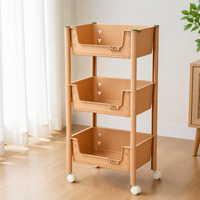 Khaki Rolling Storage Cart Utility Trolley with Wheels for Kitchen Bathroom