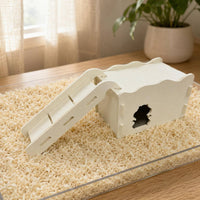 Hamster Hidehouse with Ramp Top Wooden Hamster House Slot-Andinterlocking Construction Multi-Level