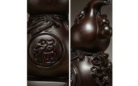 Gourd with Pedestal Traditional Wooden Gourd Solid Wood Wooden Ornament for Tabletop, Living Room, Office