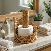 Imitation rattan Tissue Holder Desktop Basket Tissue Stand Freestanding Toilet Paper Dispenser
