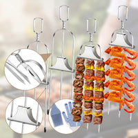 4 Pieces Skewers with Basting Brush Kabob Skewers with Push-off Slider Heat-Resistant for Grill Experts