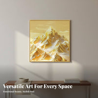 High Quality Print Golden Mountain Painting Inspiring Nature Scenery Golden Mountain Wall Art Ready to Hang Gold Summit Canvas Picture Aluminum Alloy Frame for New Homeowners, Interior Designers, Office Workers, Entrance Hall, Living Room, Hallway