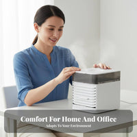 Mini Air Conditioner Fan Cools & Humidifies Personal Air Conditioner Fan 7 Color Night Light Portable Misting Chiller for Office, Bedroom, Dorm Room