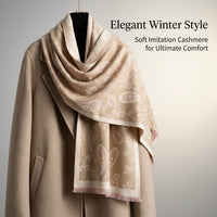Faux Cashmere Scarf for Women Winter, Oversized Long Shawl with Cashew Pattern, Soft Warm Scarves for Ladies Cold Weather, 25.6x72.8 Inch