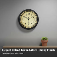 Silent Wall Clock Non Ticking European Decorative Timepiece for Living Room, Bedroom, Kitchen