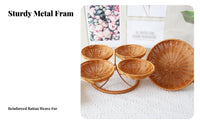 Imitation Rattan Serving Tray Rustic Design Imitation Rattan Tray Poly Wicker Serving Basket Hollowed-Vented Design