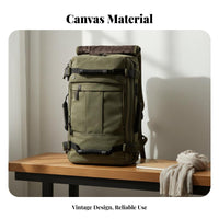 Wear-Resistant Vintage Canvas Backpack Heavy Duty Large Capacity Rucksack Breathable Padded Straps for Travelers, Students