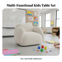 Kids Table and Chair Set Drawable Surface Kids Craft Table and Chair Set Rounded Corners Early Education Activity Furniture for Daycare, Bedroom, Home