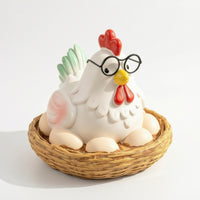 Chicken Figurine Sculpted Shelf-Sitting Chicken Figurine Adorable Hand-Painted for Collectors, Bookshelf, Garden