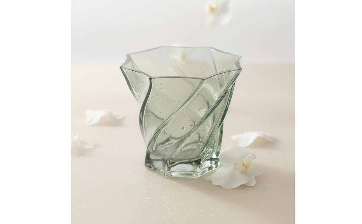 Green Glass Vase Modern Twisted Glass Vase Easy to Clean for Tabletop