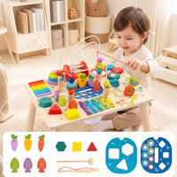 Fine Motor Skills Activity Table with Bead Maze Educational Wooden Activity Table Interactive Child-Centered Toy Multi-Sensory for Toddlers, Kids, Babies, Playroom, Nursery, Daycare