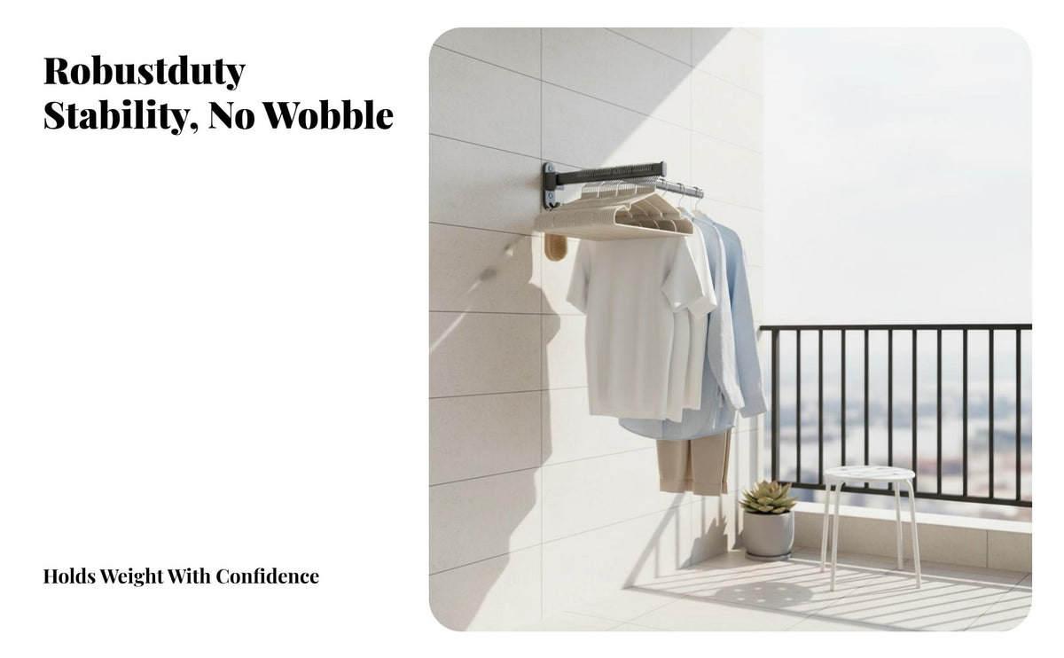 surfaceMounted Folding Storage areaSaving Foldable Hanger Hanging Bar No-Tool Installation Home Organization for Home Users, Balcony