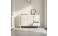 Large Capacity Cream Accent Cabinet Adjustable Shelves Arched Door Sideboard Modern Dresser with Drawers for Entryway, Bedroom, Living Room