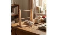 Rotating Yarn Holder Natural Wood Finish Wooden Yarn Holder Needlework Organizer Open-Frame
