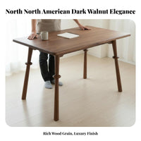 Solid Wood Dining Table Mortise and Tenon Joinery Black Walnut Rectangular Table Space-Saving Walnut Dining Set for Families, Living Room, Home Office