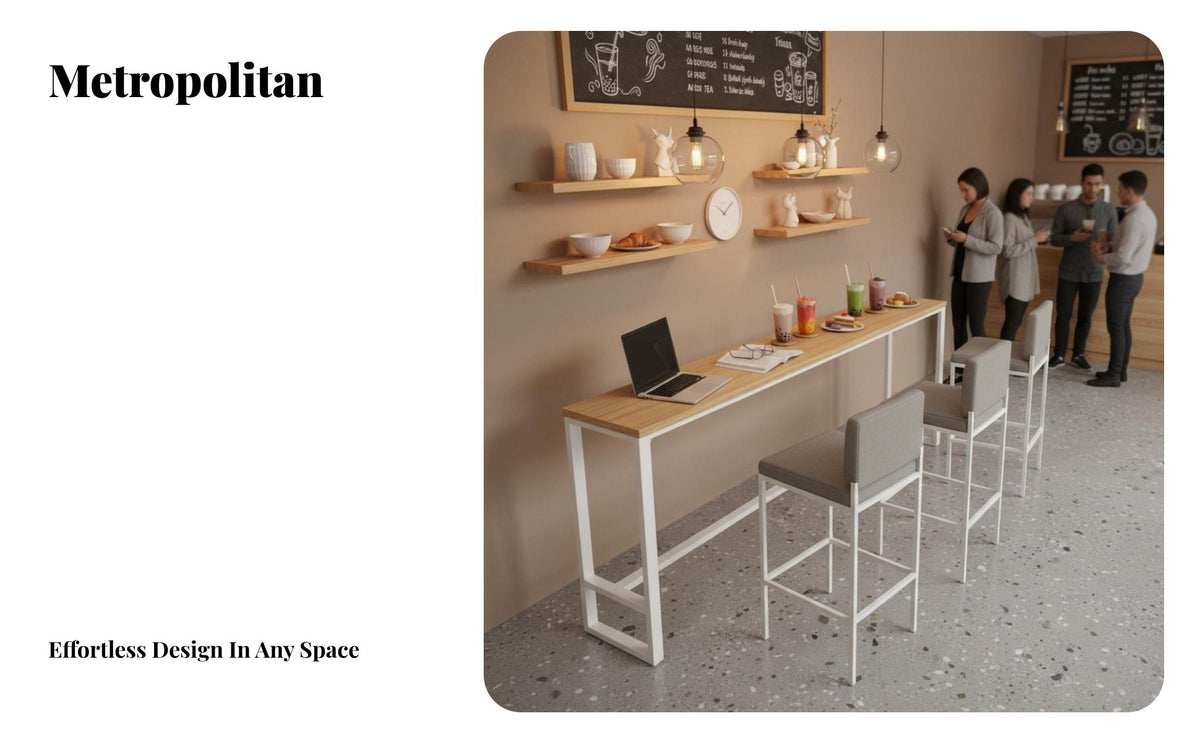 Solid Wood Bar Table Set Space-Saving Narrow Wall Bar Table Sturdy Construction Counter Height Dining Set for Homeowners, Couples, Restaurant, Kitchen