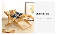 Cat Lounge Chair Sturdy Wood Frame Sisal Scratching Chair Wooden Cat Scratching Lounger Scrape Resistant Folding Pet Lounger