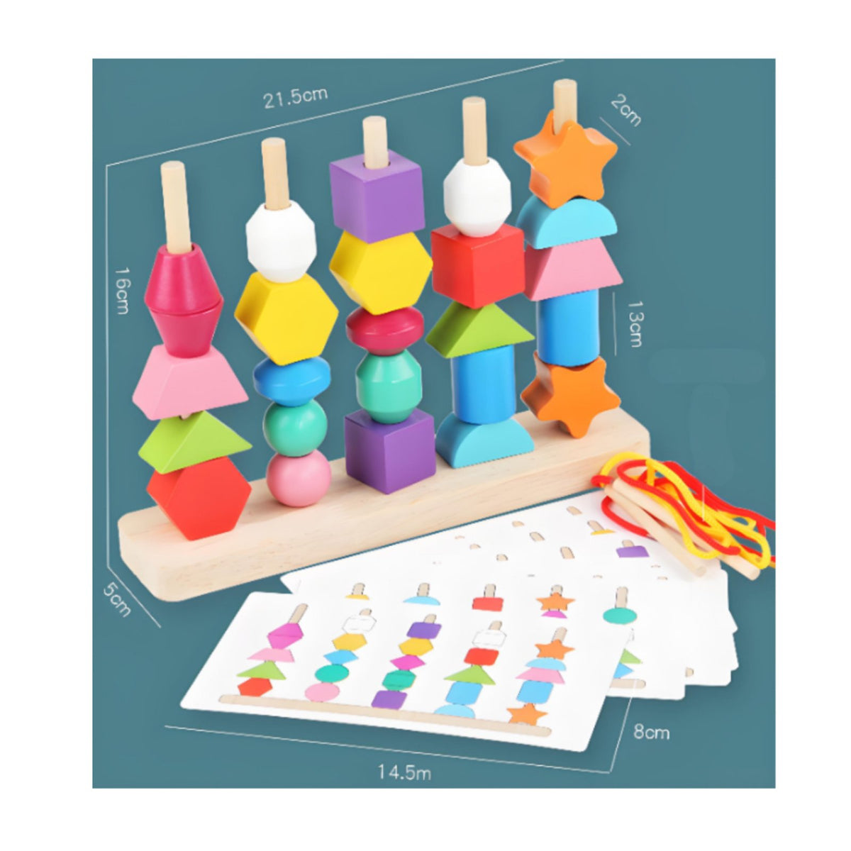 Solid Wood Construction Shape Color Sorting Toy Develops Fine Movement Skills Geometric Shape Stacking Toy Enhances Hand-Eye Coordination