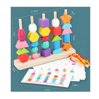 Solid Wood Construction Shape Color Sorting Toy Develops Fine Movement Skills Geometric Shape Stacking Toy Enhances Hand-Eye Coordination