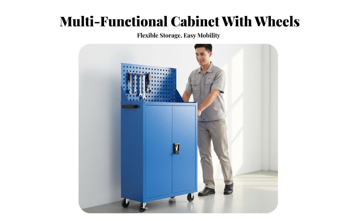 Heavy Duty Metal Tool Cabinet Mobile Engineered Metal Tool Cabinet with Drawers Lockable Garage Parts Organizer for DIY Enthusiasts, Auto Repair Shop