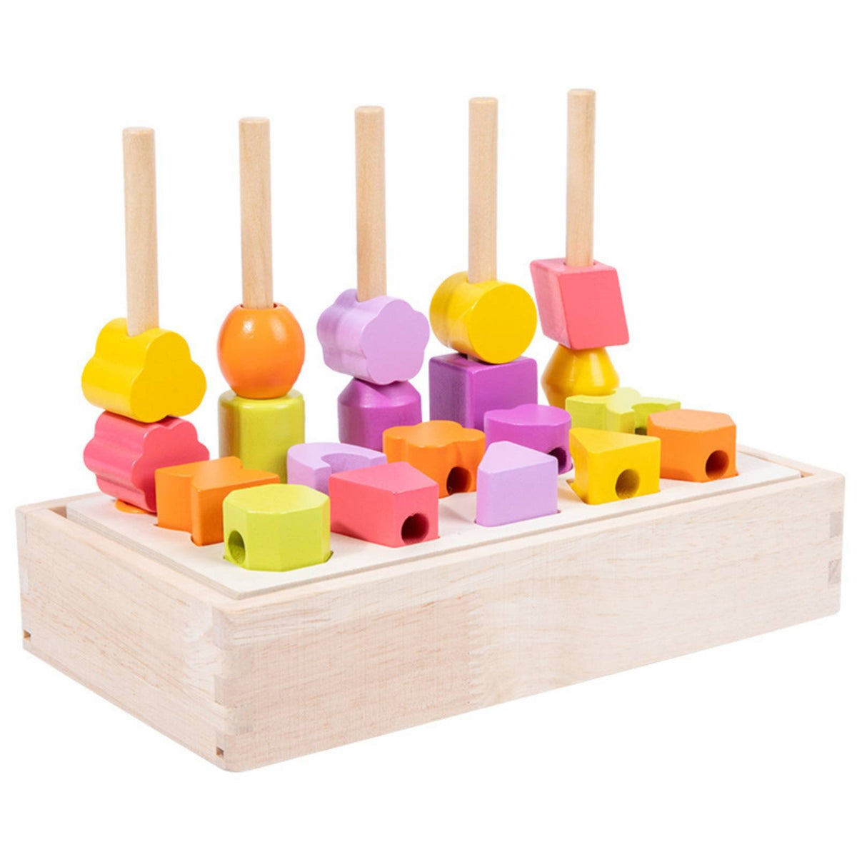 Color and Shape Sorting Activity Learn Through Play Pattern Matching Block Game Wooden Shape Sorter Sanded Edges for Children