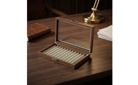Wood-Grain 12-Slot Pen Organizer Walnut Pen Display Case Elegant Luxury for Collectors