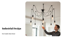 Industrial Pendant Fixture Retro Design Industrial Web Chandelier Vintage Evoking Adjustable Multi-Wire Ceiling Lamp for Bar, Cafe, Kitchen Island