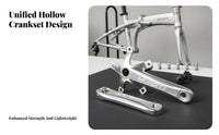 Folding Bike Crankset Lightweight Hollow Unified Crankset Upgrade Component Cycle Crank Arms with Bottom Bracket for Town Commuting, Home Garage