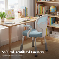 Support Ergonomic Student Seat High-Density Foam Cushion Adjustable Ergonomic Writing Chair Breathable Mesh Back children's Furniture Stable 4-Leg Base for Students, Kids 5-13, Parents, Study Room, Bedroom, Home
