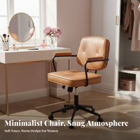 Ergonomic rearrest Shell rear rotating Chair effortlessRolling Casters Vanity Stool Padded pad Indoor Seating Minimalist Design for Students, Young Adults, Home Office Workers, Bedroom, Study Room