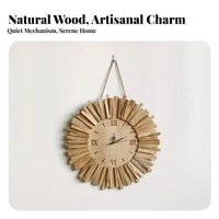 Silent Movement Wooden Wall Clock Non-Ticking Rustic Wooden Clock Battery Operated for Art Lovers, Interior Decorators, Bedroom, Cafe, Hotel