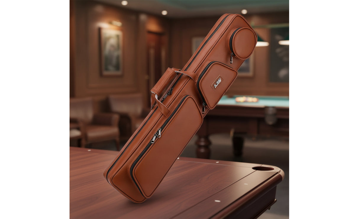 Multi-Pocket Pool Cue Bag with Shoulder Strap Structured Pool Cue Case with Pockets Slim Organized for Billiards Hall, Travel