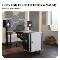 Heavy-Duty Construction Stage Equipment Cabinet Shock-Resistant Audio Equipment Rack Cabinet Reinforced Metal Corners Portable Amplifier Flight Case 9mm 5-Layer Plywood for DJs, Musicians, KTV, Touring, Studio Recording