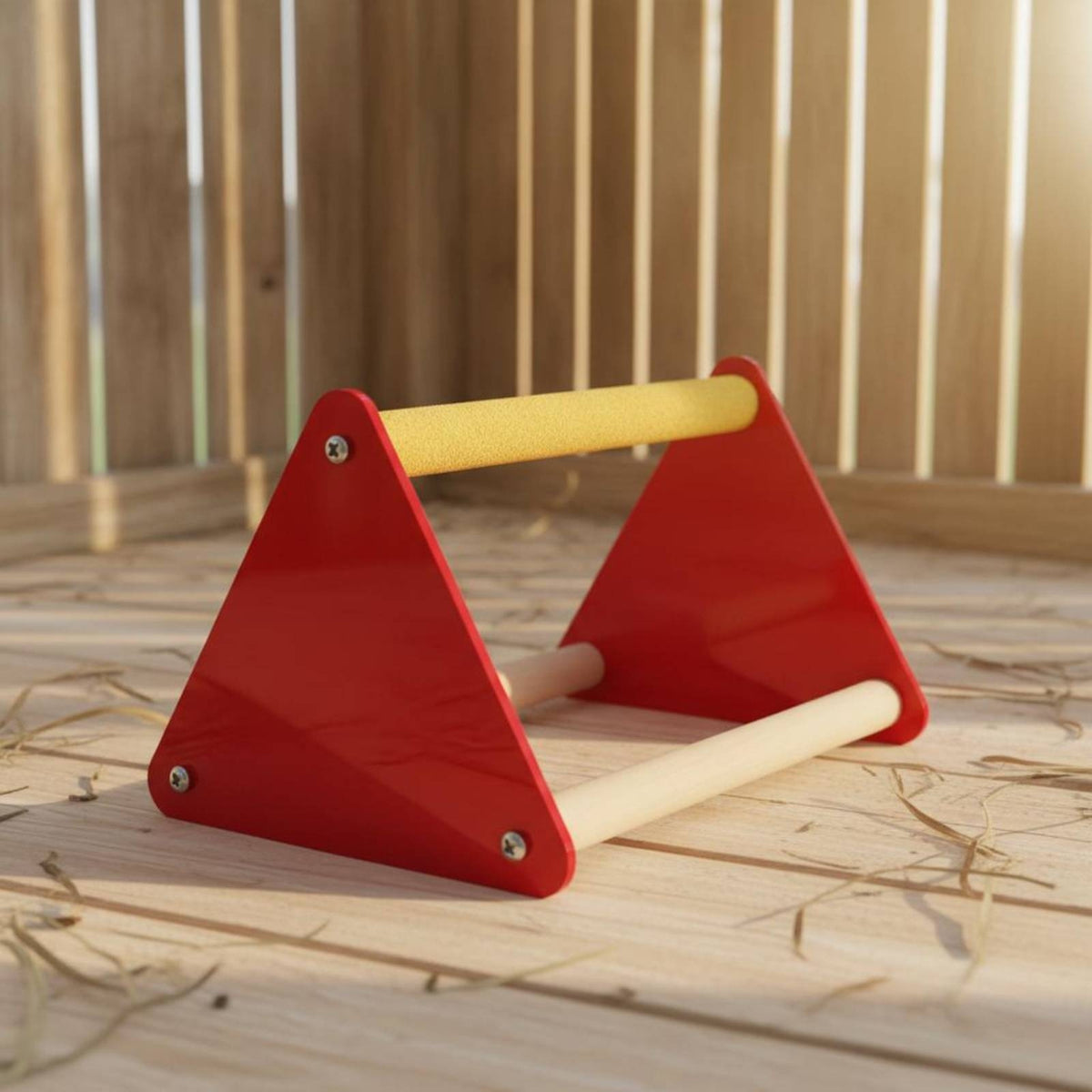 Acrylic Triangular Bird Ladder Red Side Panels Bird Ladder Perch Small Parrot Playstand Screw-Fastened for Birds, Perching