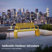 Wrought Iron Backrest Stool With Armrests Outdoor Bench Rust-Resistant Outdoor Furniture for Homeowners, Gardeners, Courtyard, Backyard, Public Areas