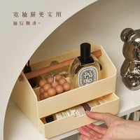 Wooden Handle Desktop Storage Box with Drawers, PS Plastic, Large Capacity