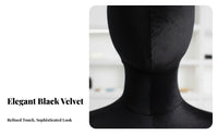 Black Velvet Mannequin Head Easy to Clean Velvet Mannequin Head Non-Slip Surface