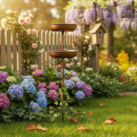Two-Tier Bird Bath Feeder 2 in 1 Double-Tier Bird Feeder Decorative Outdoor Decor for Ground Placement