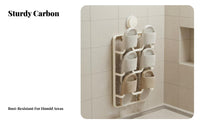 No-Drill Installation Wall-Mounted Slipper Hanger Multi-Tier Shoe Holder Strong Suction Power Storage Rack Draining Feature for Homeowners, RV Owners, Bathroom, Shower Room, Entryway, Behind the Door