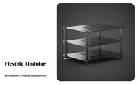 All-Metal Construction Modular Audio Rack Shock-Absorbing Feet Multi-Tier Amplifier Stand Powder Coated Finish Desktop Equipment Shelf Vented Shelves for Audiophiles, Home Studio