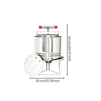 Perforated Manual Stainless Steel Honey Extractor Polished Silver Honeycomb Press Threaded Screw Stainless Steel Press Horizontal Handle