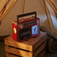 Telescopic Antenna Portable Time-Keeping Radio Carry Handle Analog Time-Keeping Radio Large Speaker Grille Audio Device