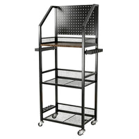 Multi-Tier Fishing Rod Holder with Pegboard and Hooks Mobile Fishing Cart with Rod Holders Freestanding Heavy Duty for Fishermen