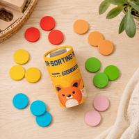 Wooden Shape Sorter, Color Sorter Sorting Cylinder for 4-6 Years, 10×10×16.5cm Multi-Color