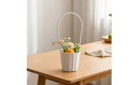 Imitation Rattan Flower Basket Woven Basket with Handle Elegant Lightweight for Weddings