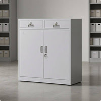 Metal Office Cabinet Double Door Lockable Storage Cabinet Low Profile
