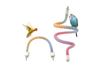 Bendable Rope Perch Easy to Install Bird Cage Climbing Toy Twisted Rope Toy with Metal Screw Fittings Pastel Gradient for Parrots, Small Birds, Budgies